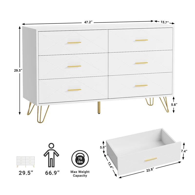 Wright - Modern 6 Drawer Dresser