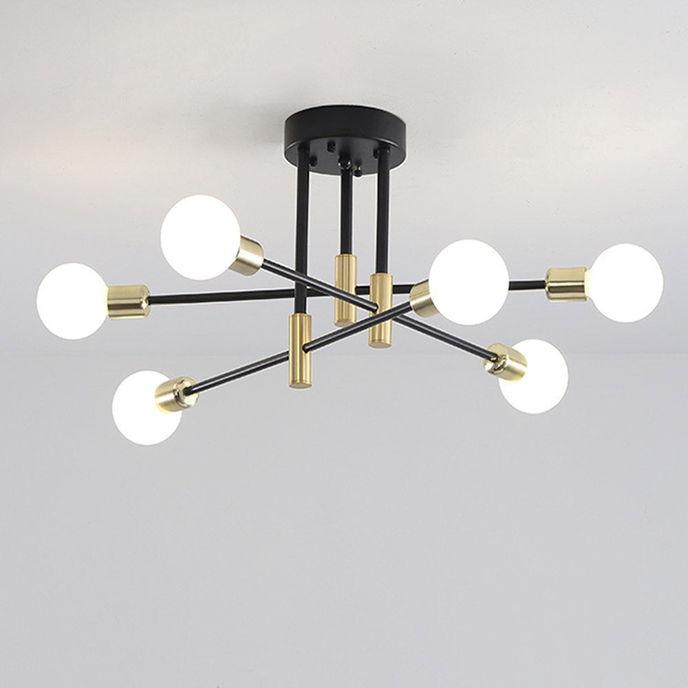 Sputnik Mid Century Modern Nordic Black Gold Pendant Chandelier